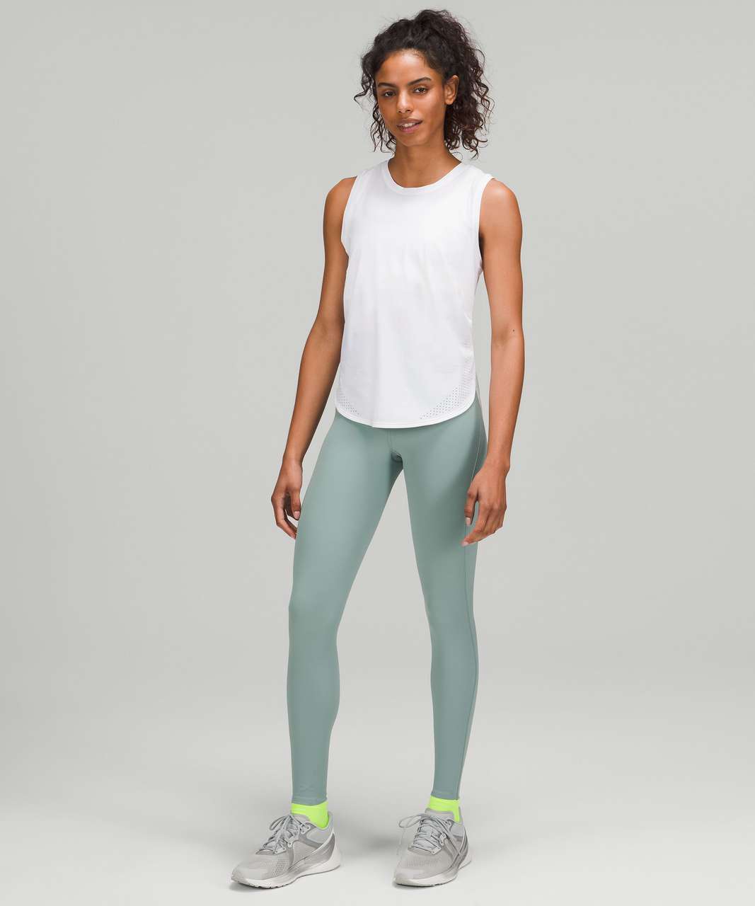 Lululemon High Neck Split Hem Run Tank - White