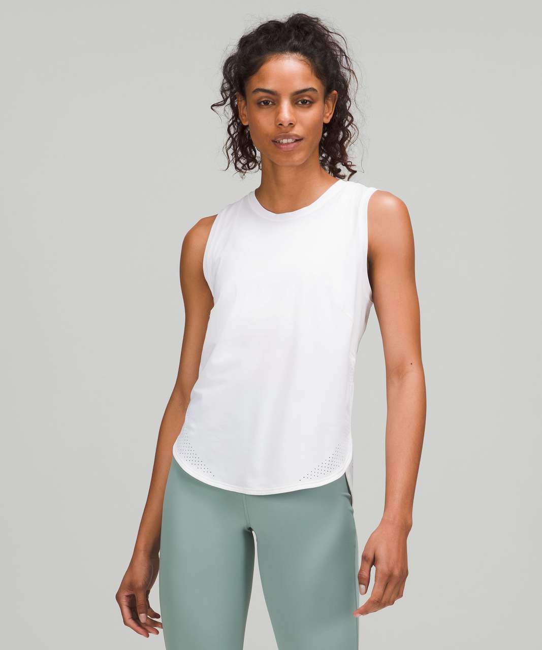 Lululemon High Neck Split Hem Run Tank - White