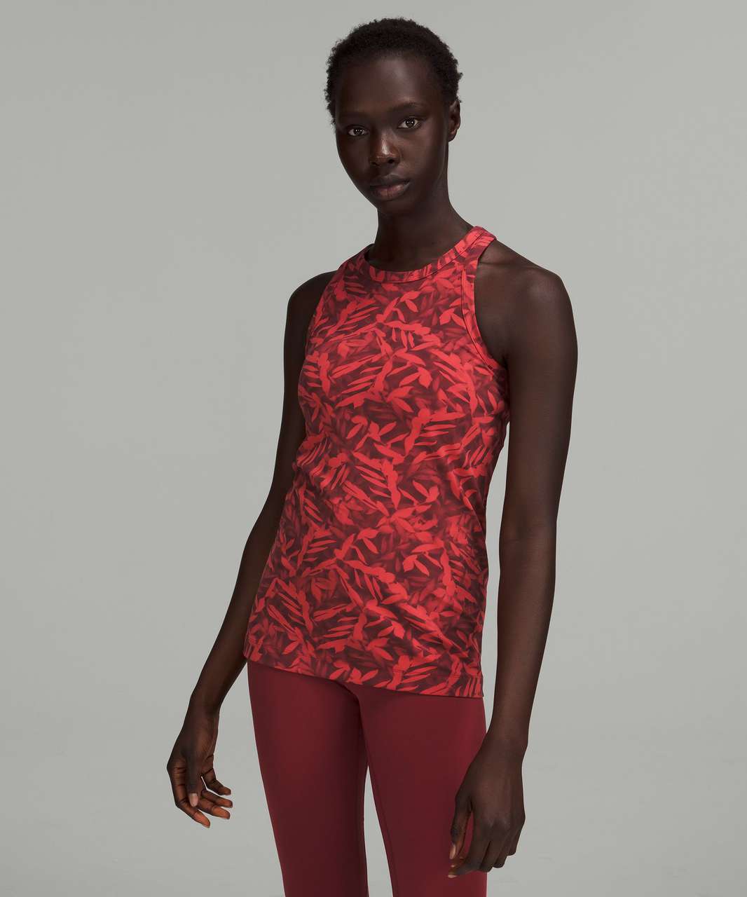 Lululemon Align Hip-Length Racerback Tank Top - Spray Leaf Fireside Red Multi