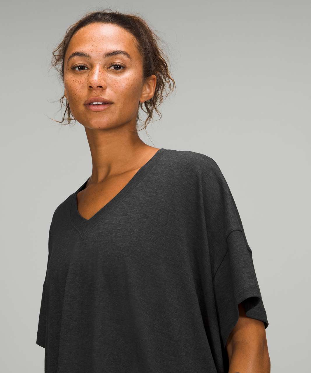 Lululemon Side Tie V-Neck T-Shirt - Heathered Black