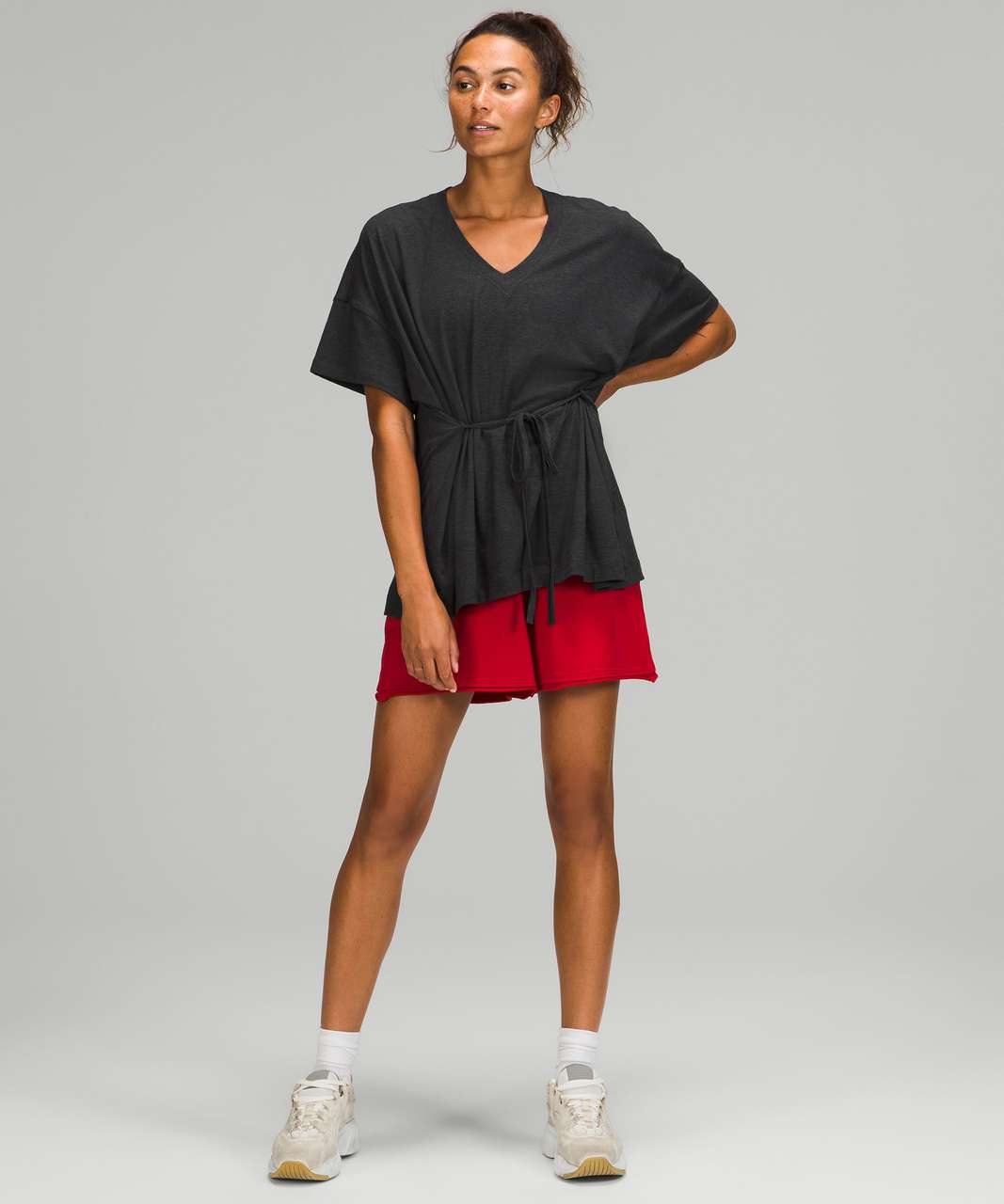 Lululemon Side Tie V-Neck T-Shirt - Heathered Black