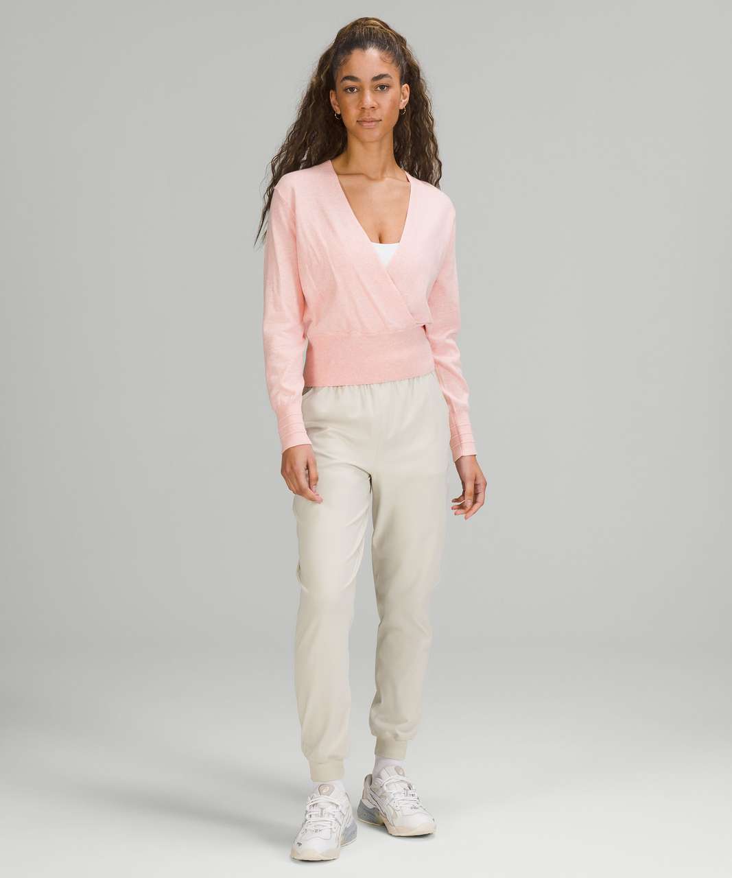 Lululemon Crossover Ribbed Waist Sweater - Heathered Dew Pink