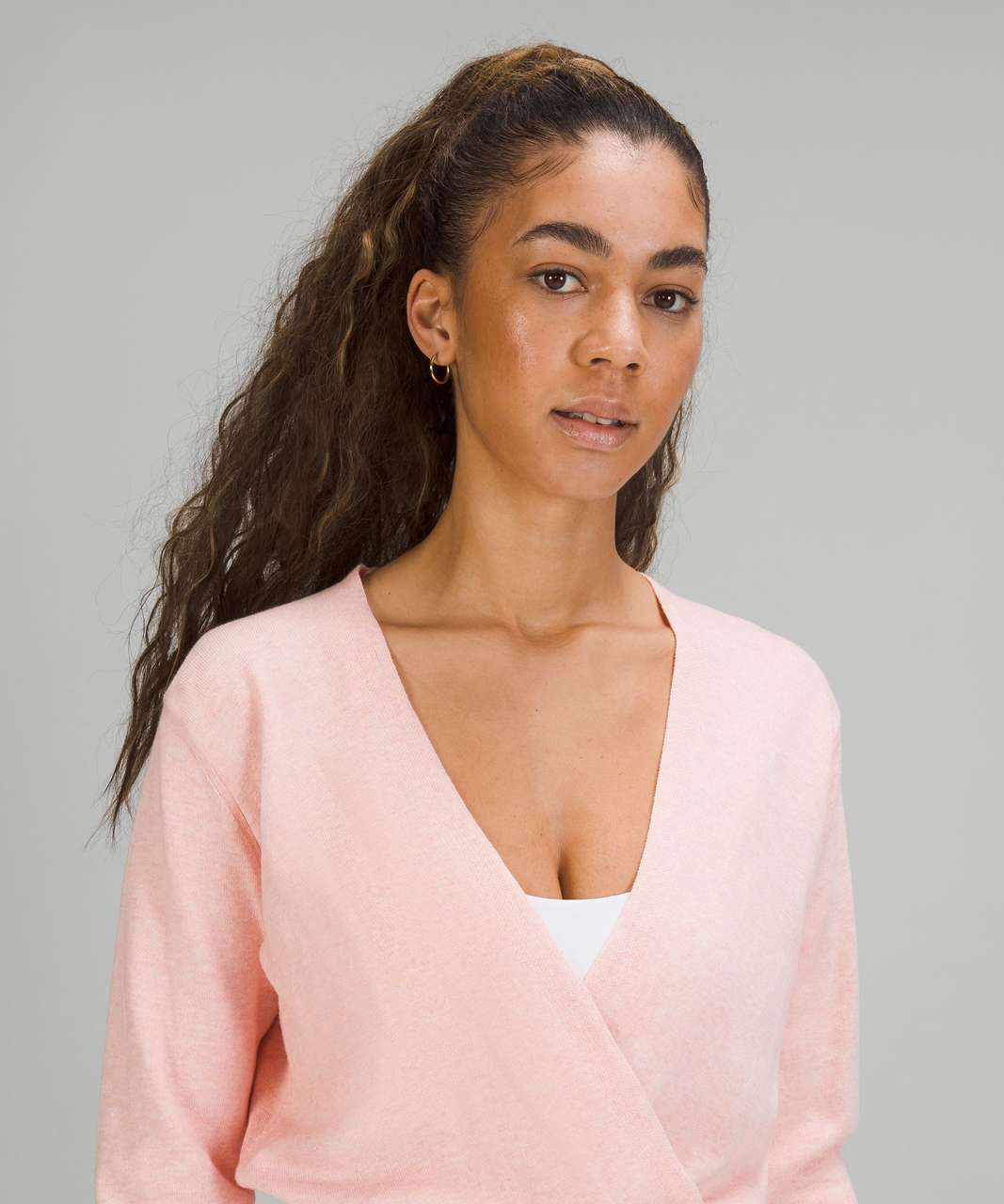 Lululemon Crossover Ribbed Waist Sweater - Heathered Dew Pink