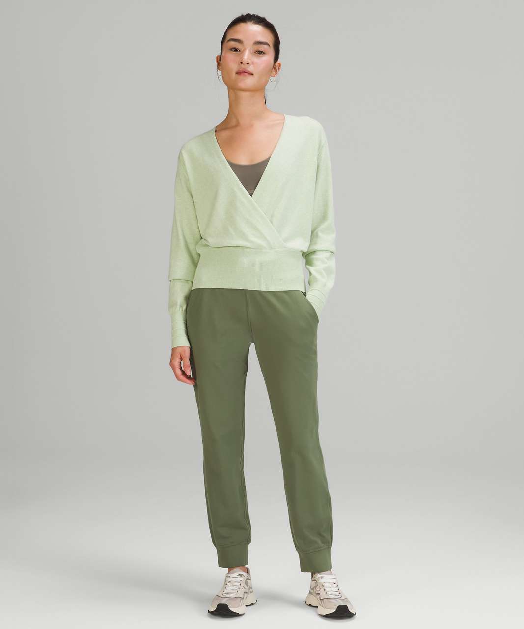 Lululemon Crossover Ribbed Waist Sweater - Heathered Creamy Mint