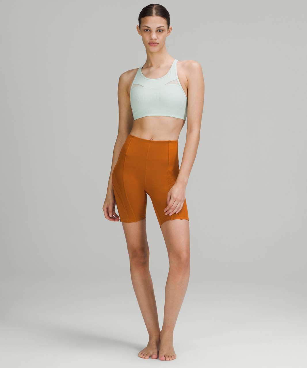 Lululemon Ribbed High-Rise Yoga Short 8 - Butternut Brown - lulu fanatics