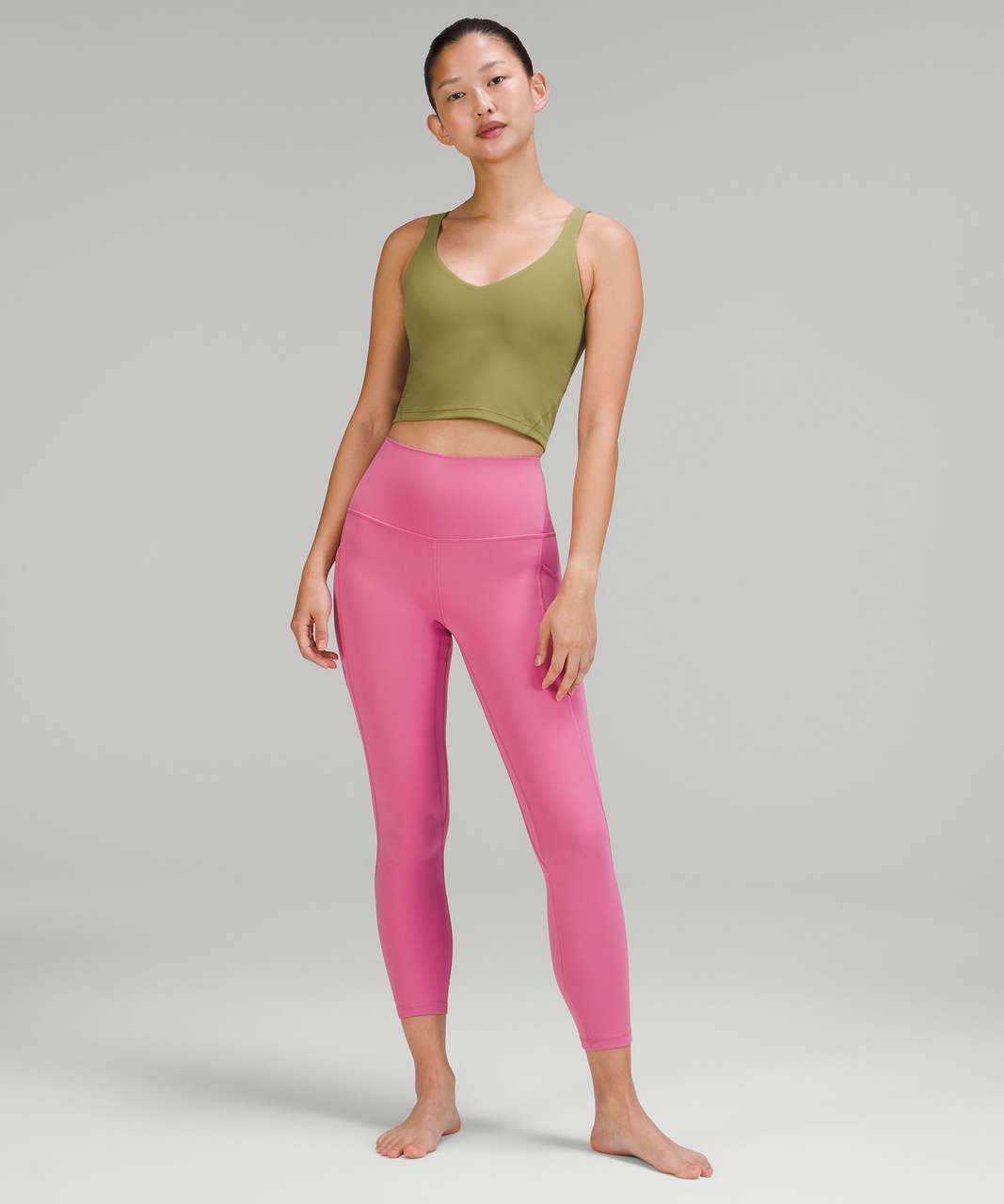 Align tank in bronze green (6), Align 23” leggings in bronze green