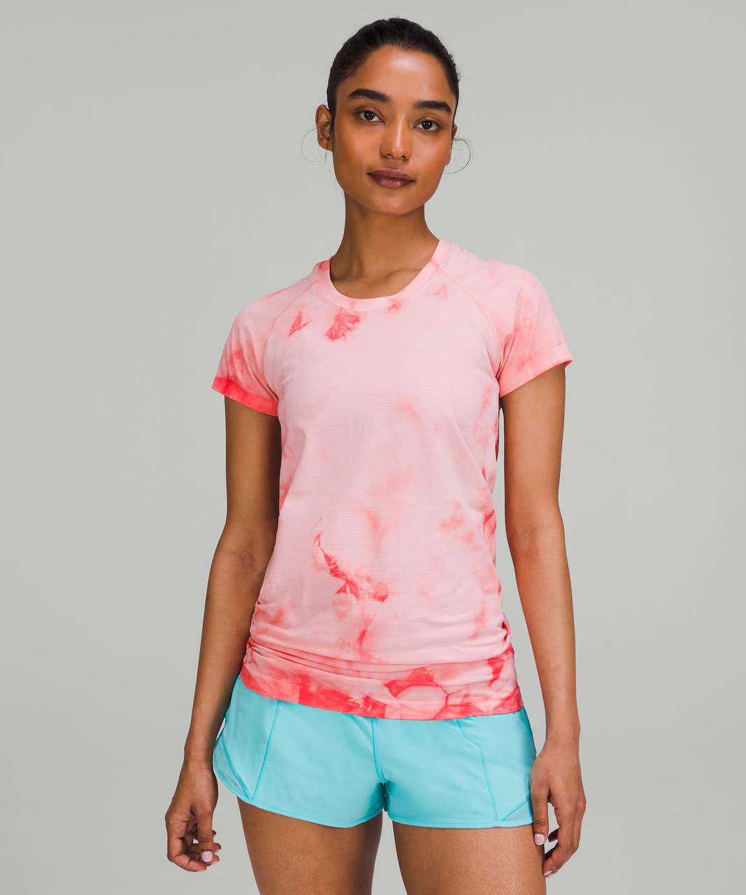 Lululemon Swiftly Tech Short Sleeve Shirt 2.0 - Marble Dye Raspberry Cream  - lulu fanatics