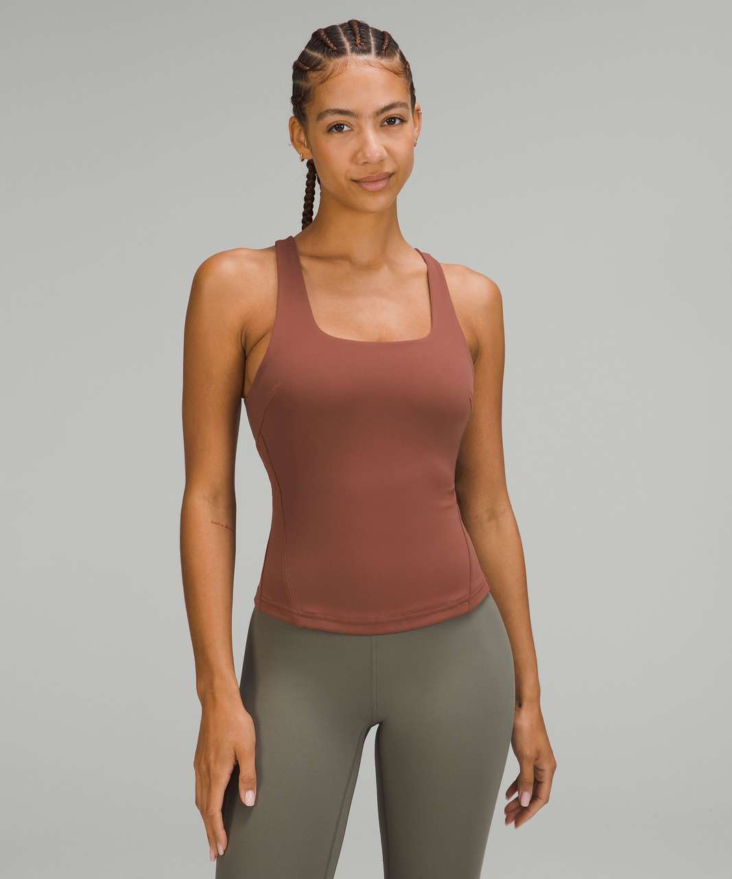 Lululemon Nulu and Mesh-Back Shelf-Bra Yoga Tank Top - Ancient Copper -  lulu fanatics