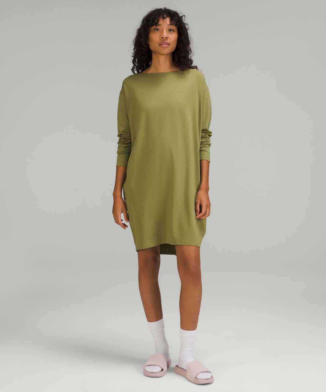 Lululemon Back in Action Long Sleeve Dress - Bronze Green - lulu fanatics