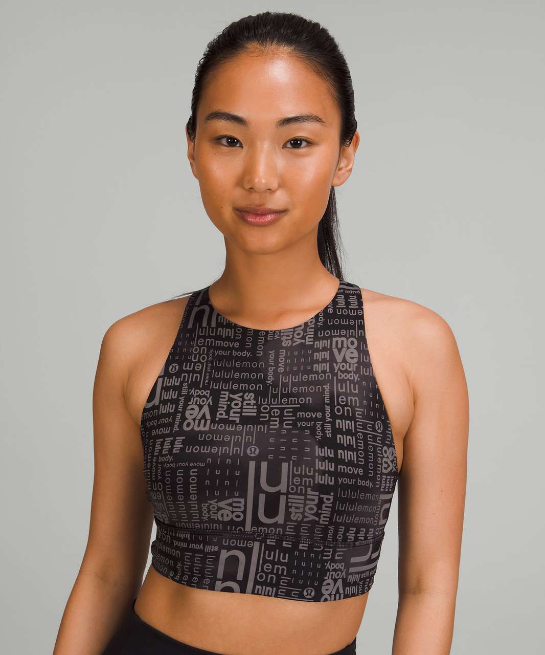 Lululemon Energy High-Neck Longline Bra *Medium Support, B–D Cups - Lululemon Ombre Black Multi