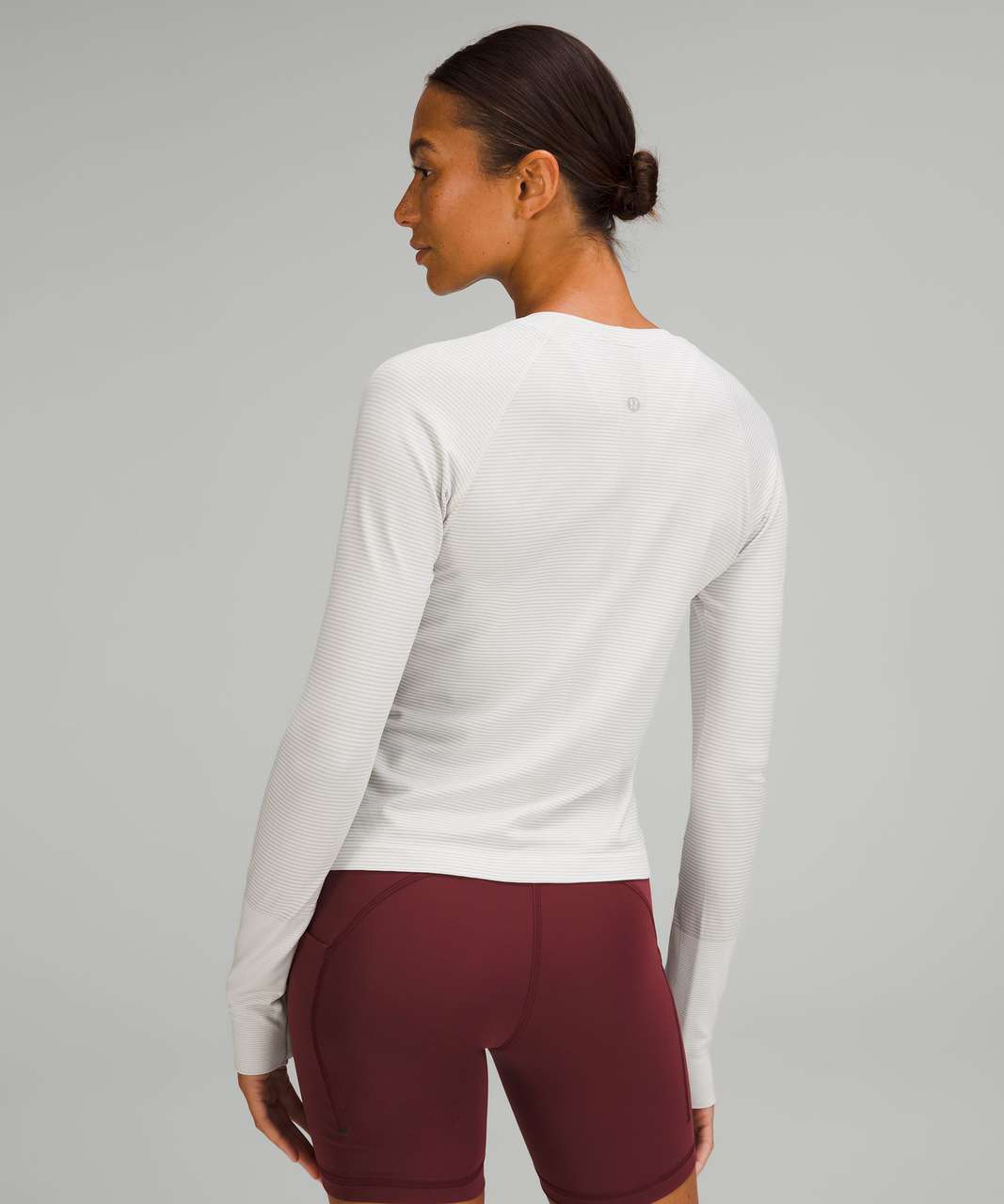 Lululemon Run: Swiftly Tech Long Sleeve Crew - Tempo Stripe White Black -  lulu fanatics