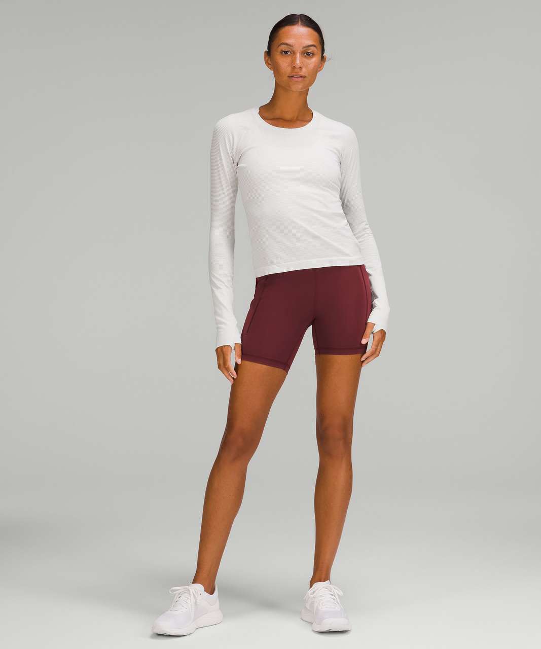 Lululemon Run: Swiftly Tech Long Sleeve Crew - Tempo Stripe White Black -  lulu fanatics