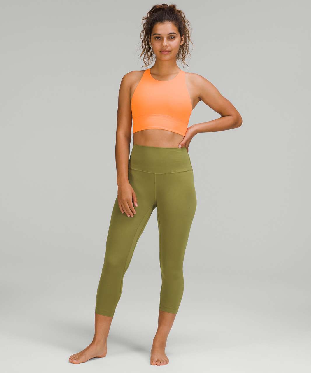 Lululemon Free to Be High-Neck Longline Bra - Wild *Light Support, A/B Cup - Orange Frappe