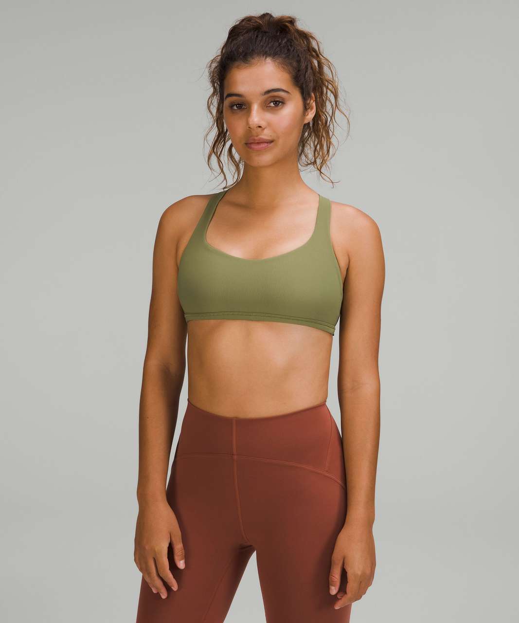 Lululemon Free to Be Ribbed Bra - Wild *Light Support, A/B Cup - Bronze  Green - lulu fanatics