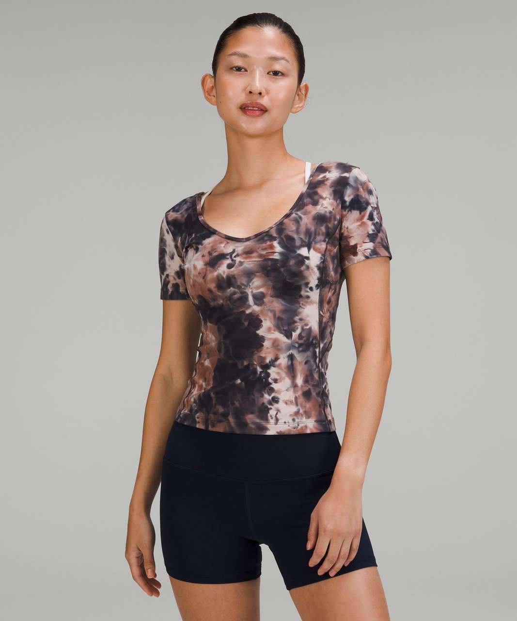 Align High-Neck Tank in Diamond Dye Seashell Smoky Topaz Graphite