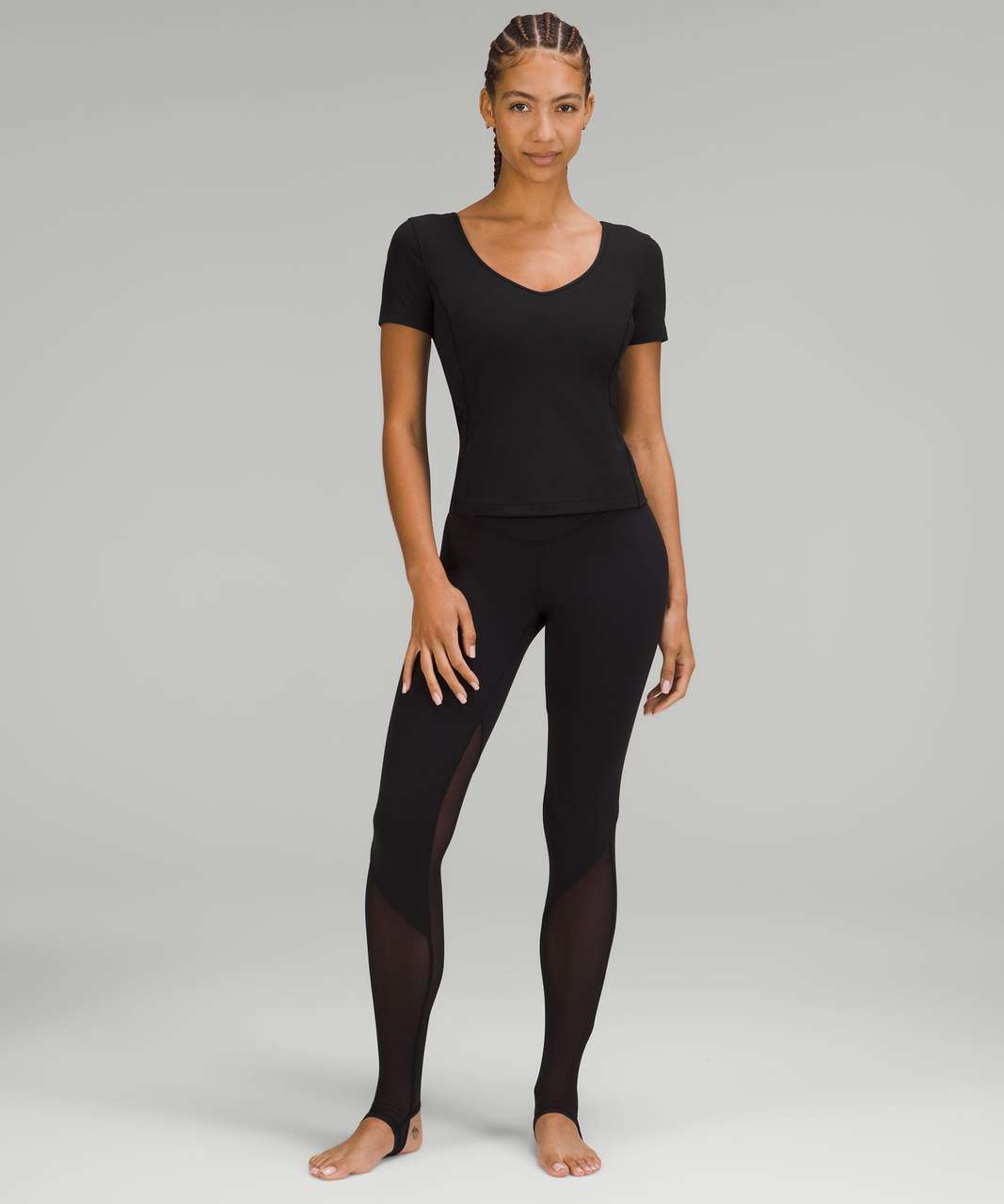 Lululemon Square Neck Mesh and Nulu Yoga T-Shirt - Black - lulu fanatics