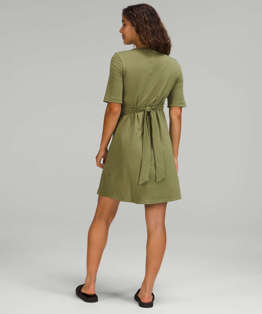 Lululemon Cotton Wrap-Front T-Shirt Dress - Bronze Green