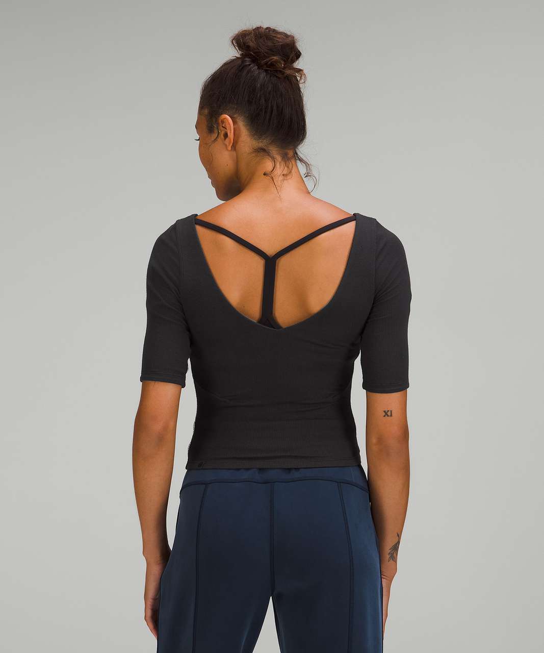 Lululemon Ribbed Micro-Modal Half Sleeve T-Shirt - Black