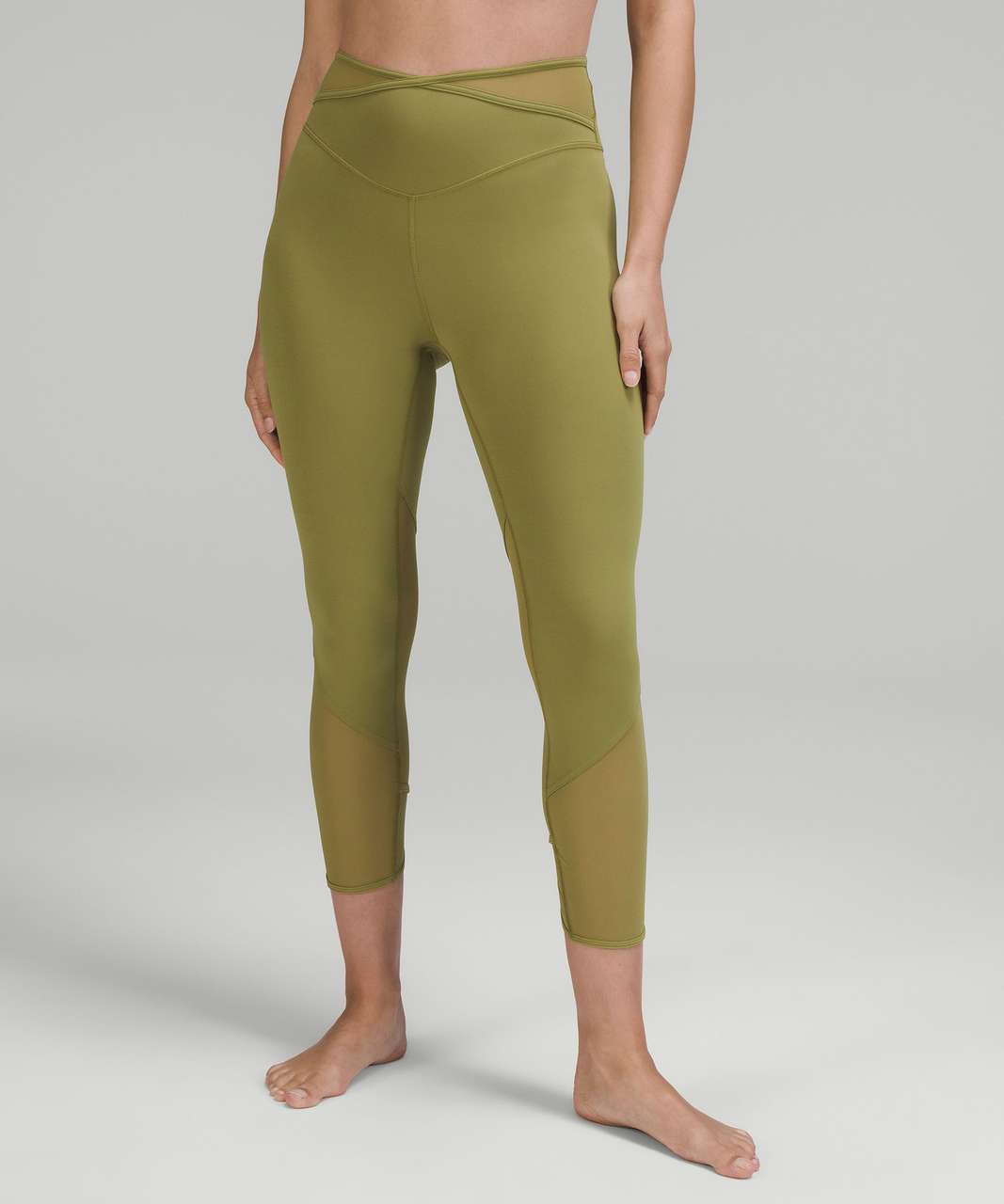 Lululemon Nulu and Crisscross Mesh High-Rise Crop 23" - Bronze Green