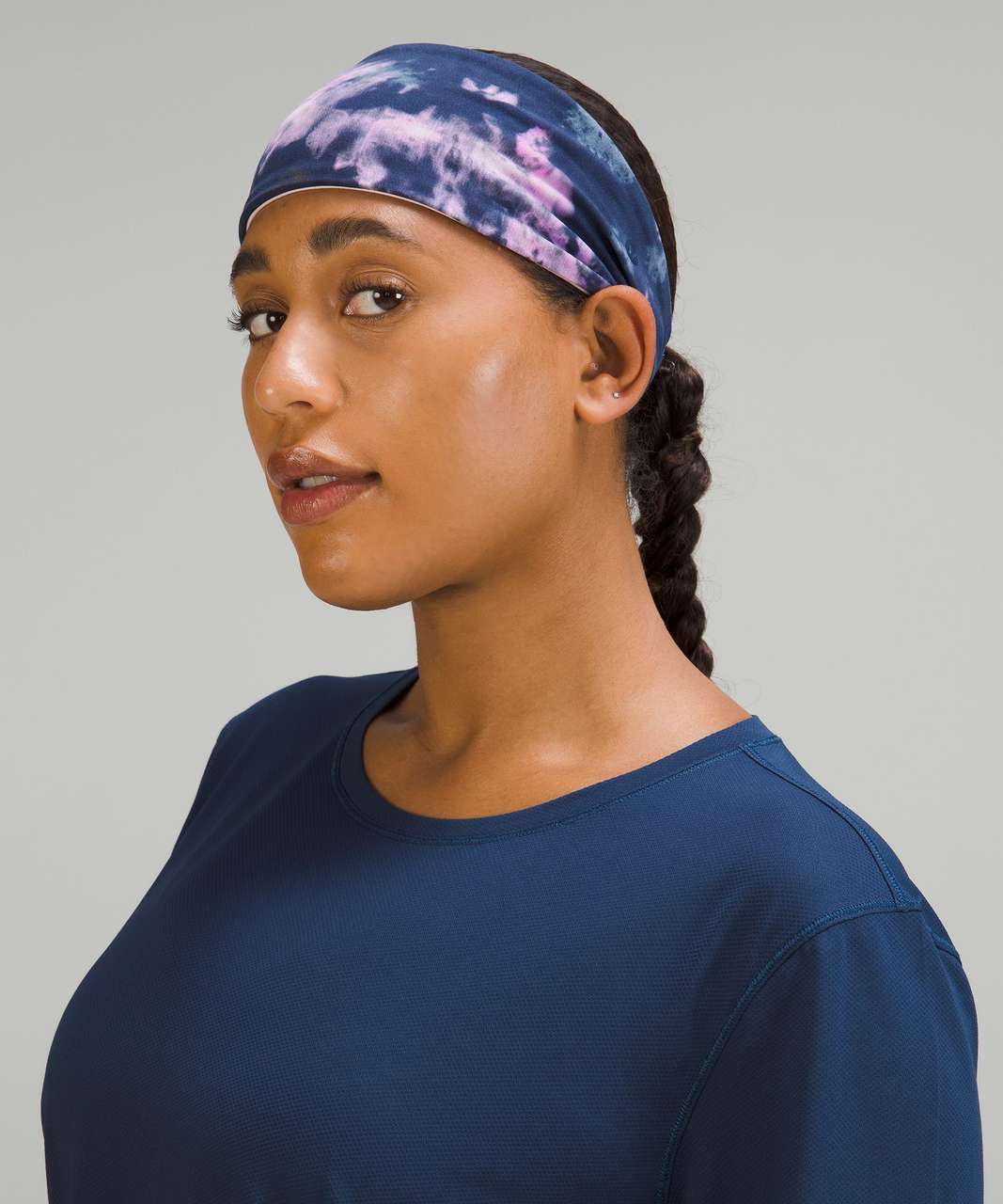 Lululemon Fringe Fighter Nulu Headband - Circulate Tie Dye Mineral Blue Multi / Strawberry Milkshake