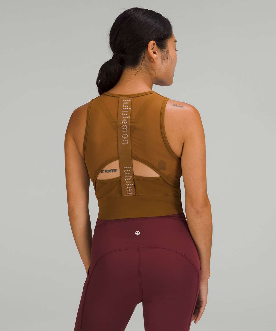 Lululemon Mesh-back Training Cropped Tank Top In Rich Caramel