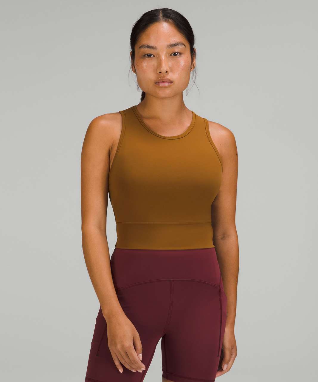 Lululemon Mesh-Back Training Cropped Tank Top - Rich Caramel