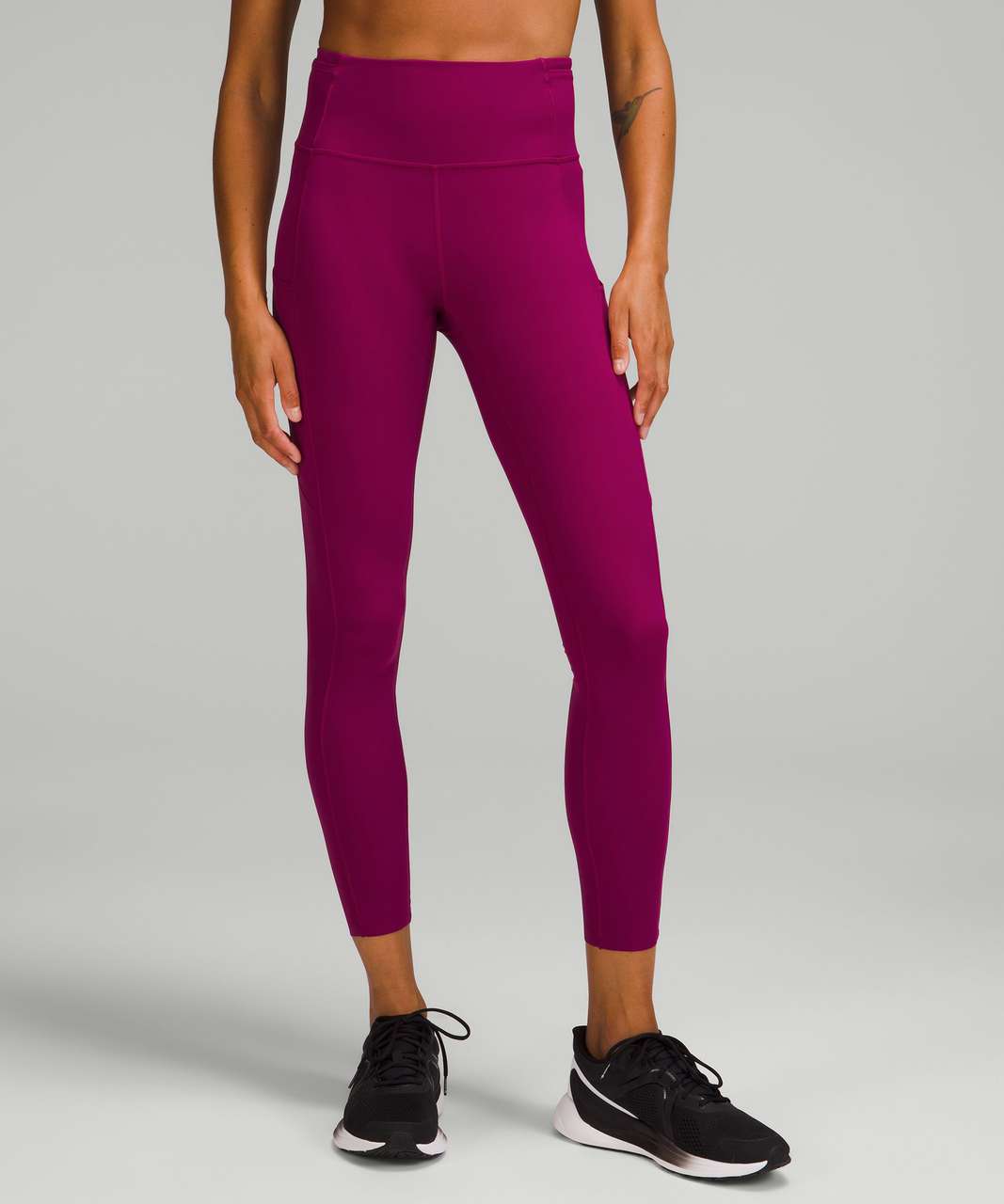 Lululemon Throwback Inspire High-Rise Crop 21 - Magenta Purple / Graphite  Grey - lulu fanatics