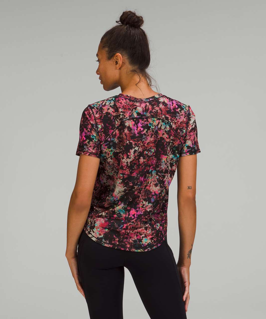 Lululemon High-Neck Running and Training T-Shirt - Stencil Blossom Red Multi