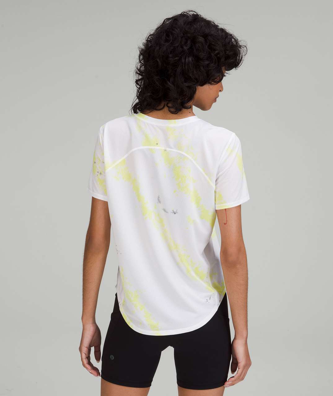 Lululemon High-Neck Running and Training T-Shirt - Cross Court Wash Electric Lemon Multi