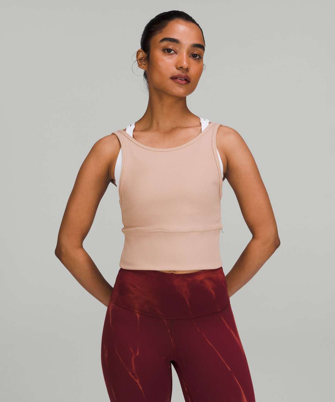 Lululemon Power Pivot Ribbed Tank Top - Pink Clay