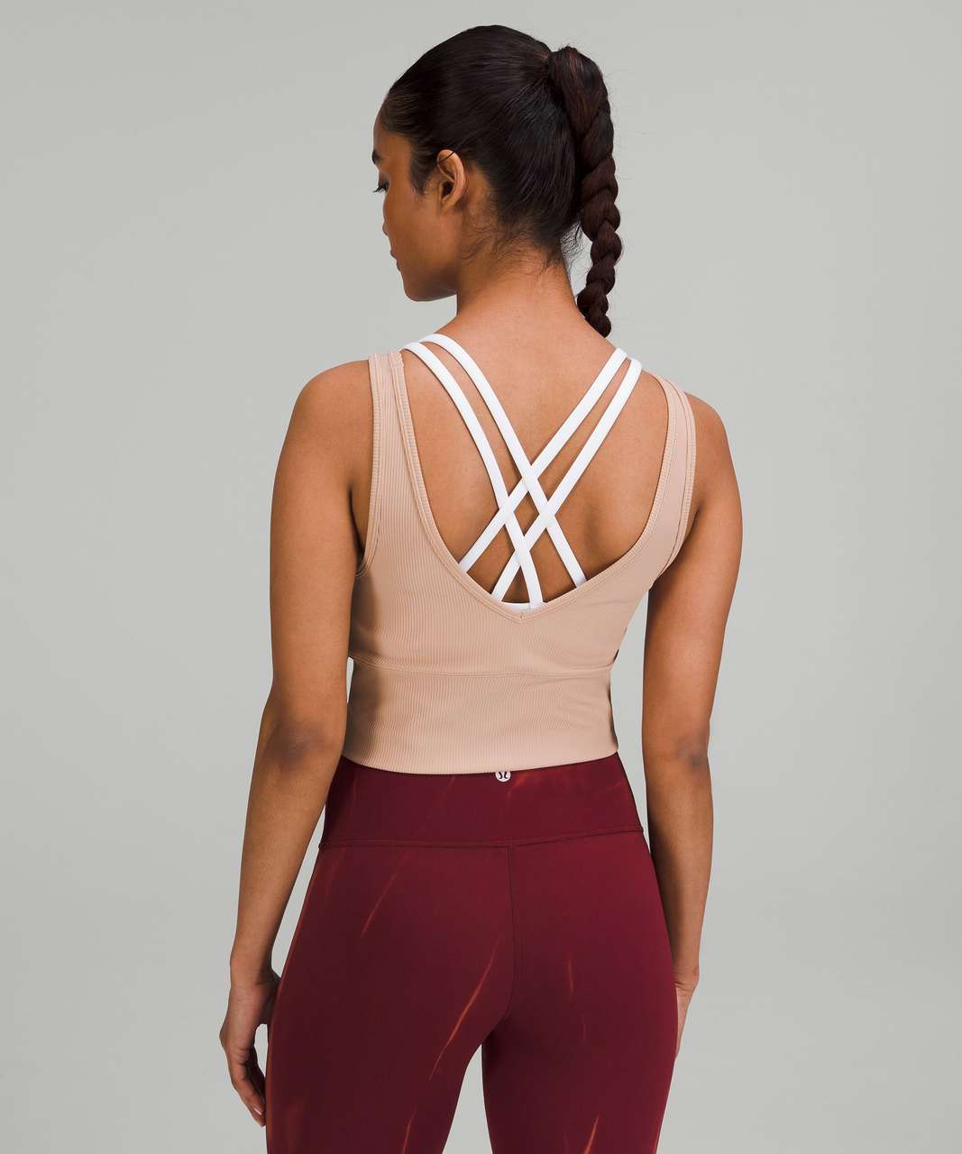 Lululemon Power Pivot Cropped Tank Top *Rib Sonic Pink Tight Fit High Neck