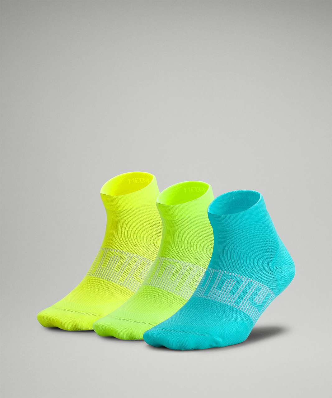 Lululemon Power Stride Ankle Sock 3 Pack - Electric Turquoise / Absinthe / Highlight Yellow