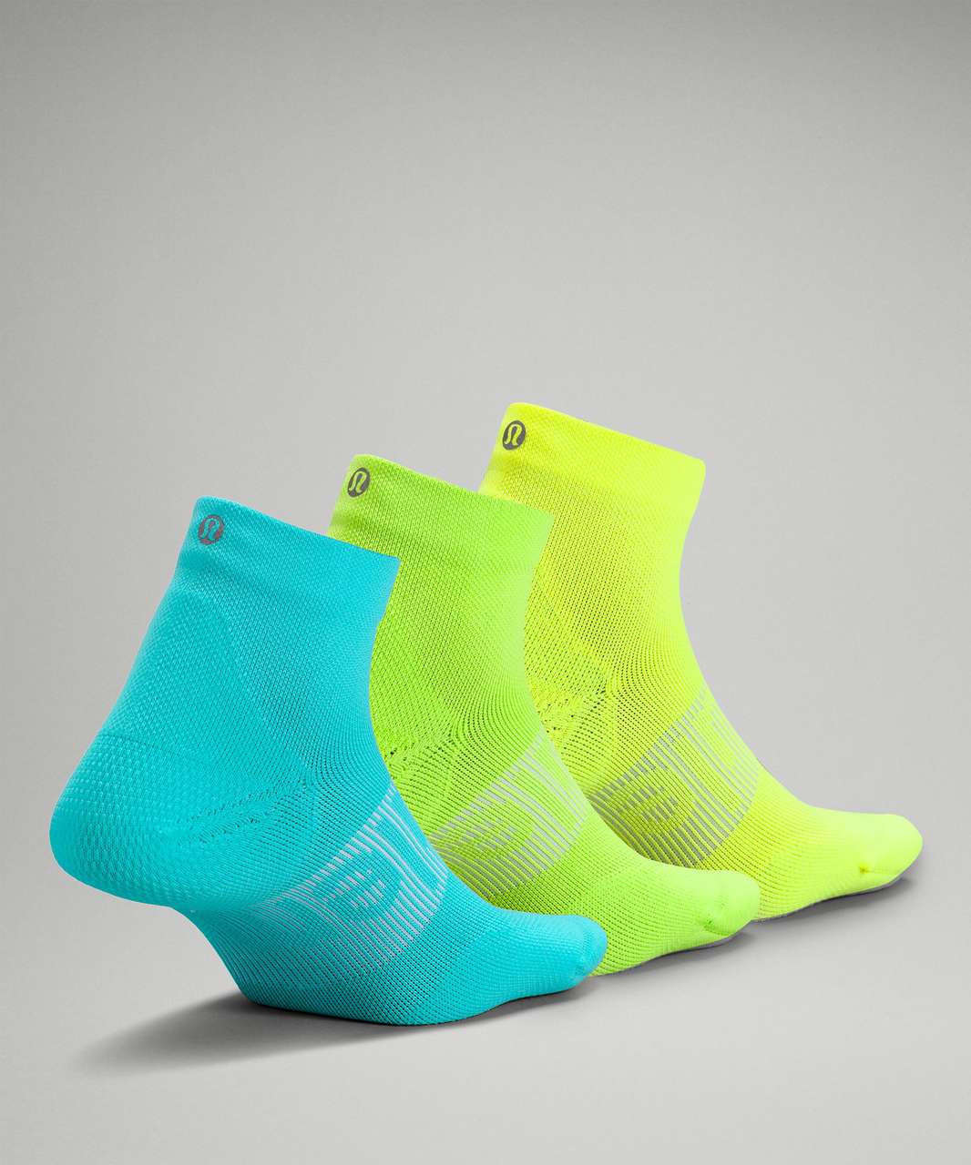 Lululemon Power Stride Ankle Sock 3 Pack - Electric Turquoise / Absinthe / Highlight Yellow