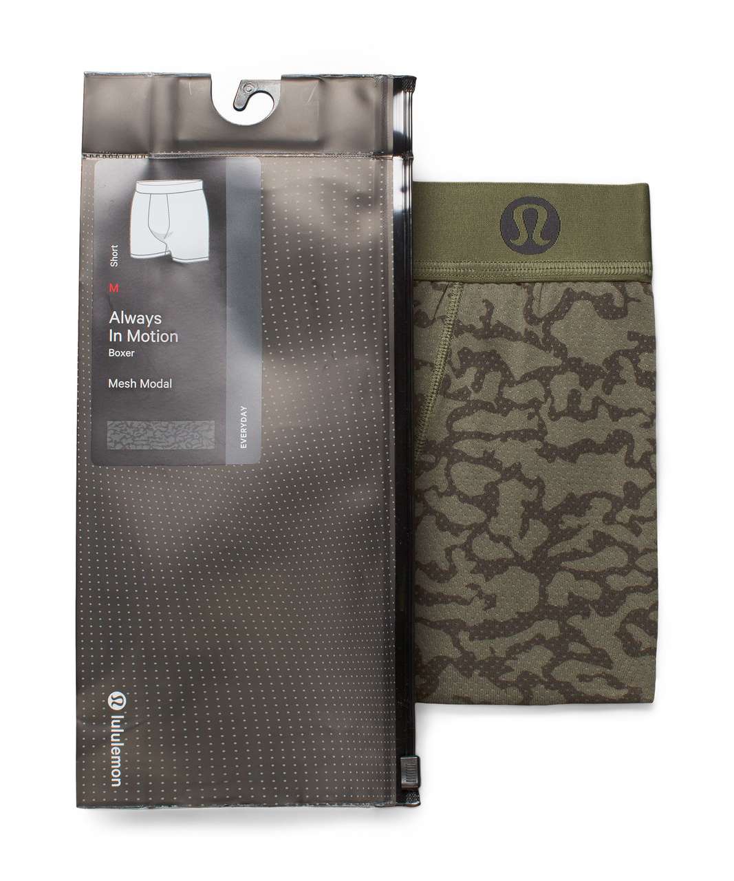 Lululemon Always In Motion Mesh Boxer 5" - Landscape Camo Mini Medium Olive Dark Olive