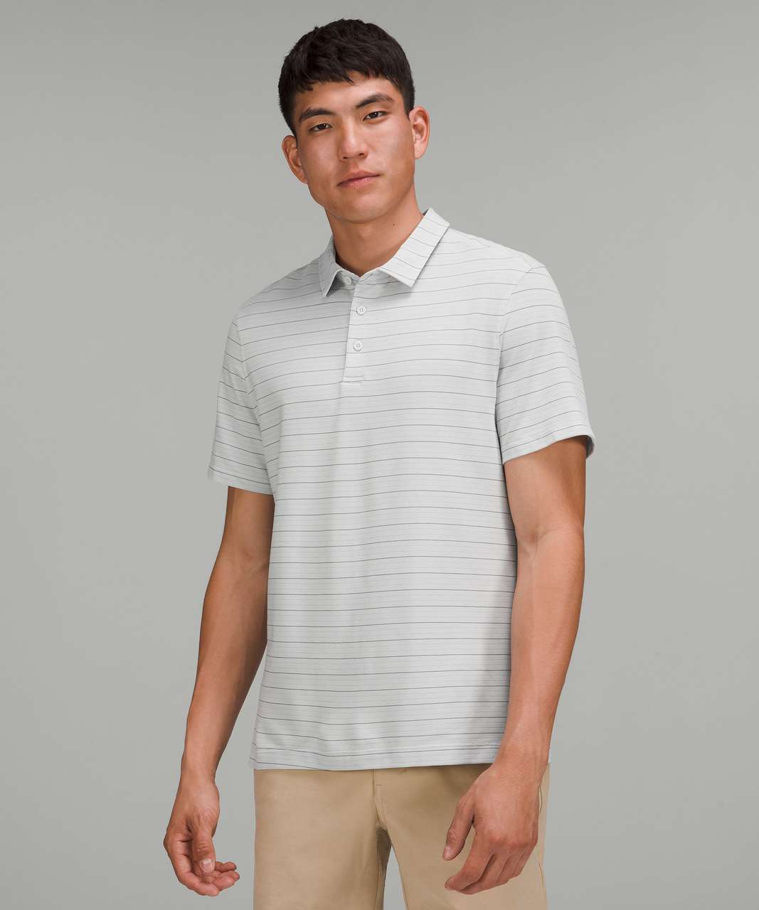 Lululemon Evolution Short Sleeve Polo Shirt - Serenity Stripe Vapor  Graphite Grey - lulu fanatics