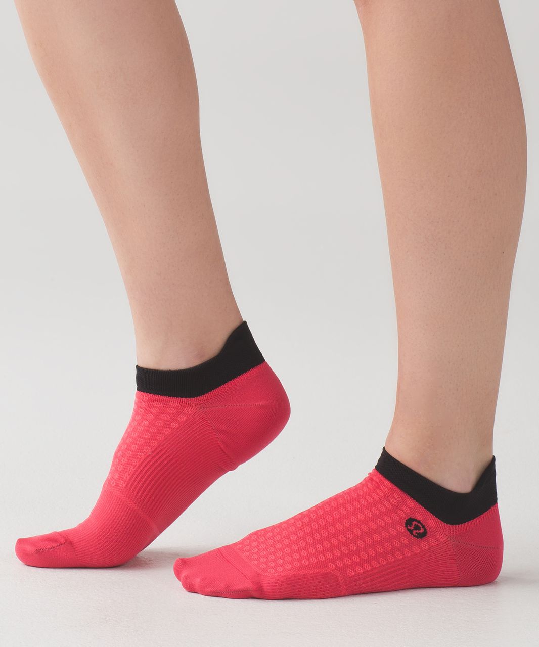 Lululemon Light Speed Sock (Silver) - Lush Coral / Electric Coral / Black