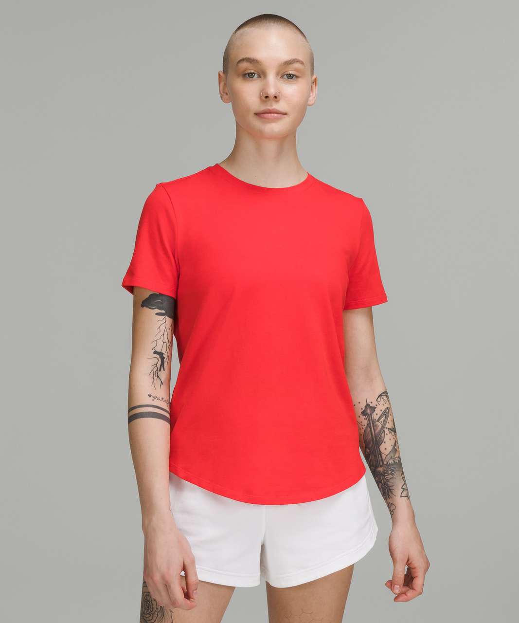 Lululemon Lightweight Stretch Running Short Sleeve Shirt - Love Red - lulu  fanatics
