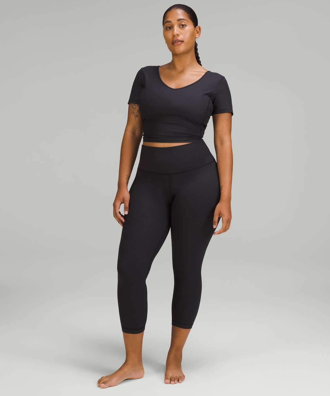 Lululemon Align High-Rise Crop 23 - Polka Squat Emboss Black - lulu  fanatics