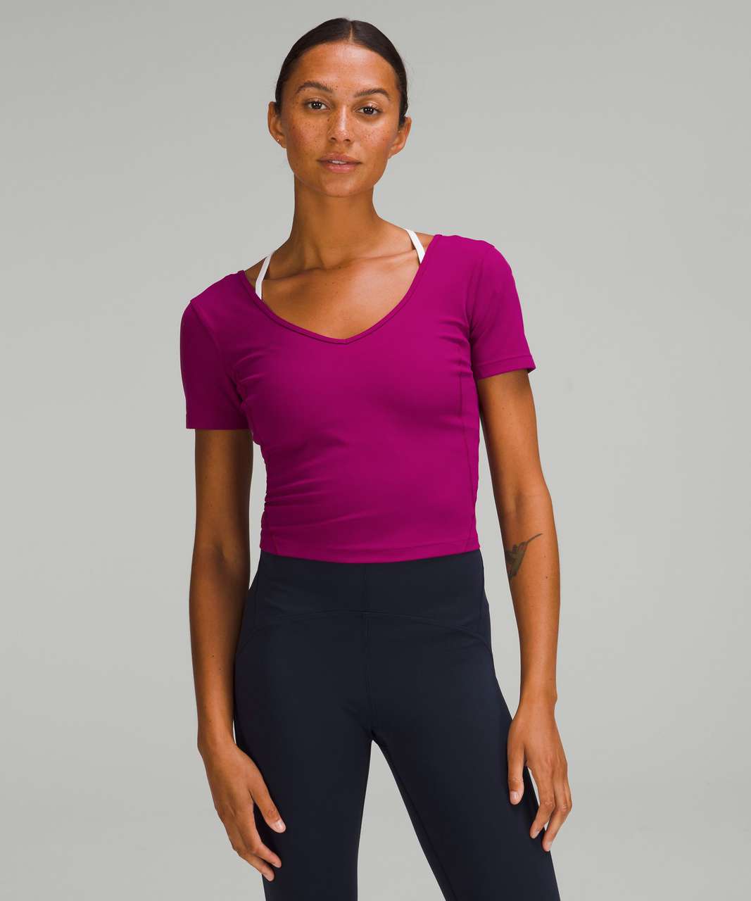 Lululemon All Yours Cropped T-Shirt - Magenta Purple - lulu fanatics