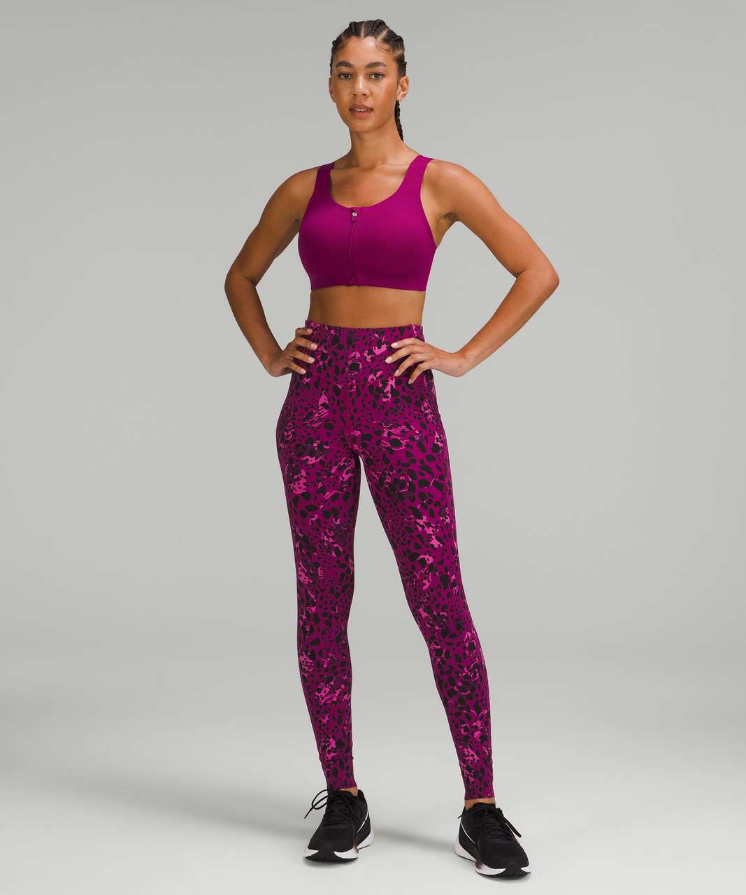 Sports Bra High Support with Zip - Purple