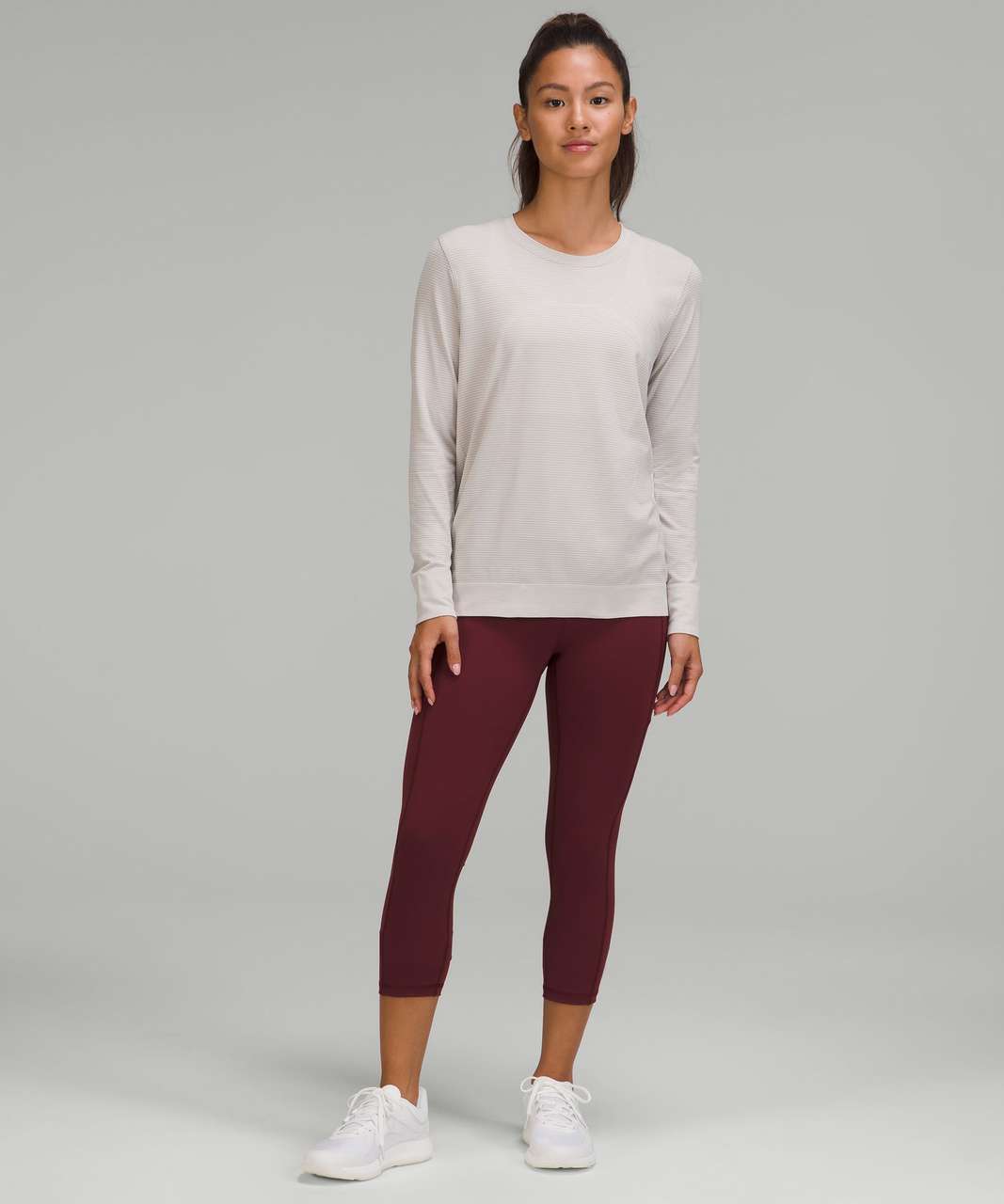 Lululemon Swiftly Relaxed-Fit Long Sleeve Shirt - Tempo Stripe Chrome / White