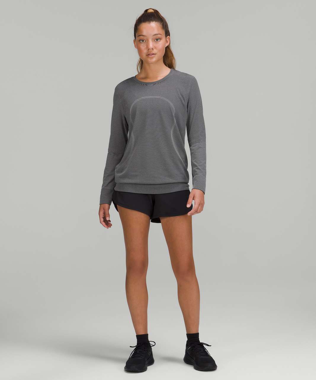 Lululemon Swiftly Relaxed Long Sleeve Shirt In Black/white/black