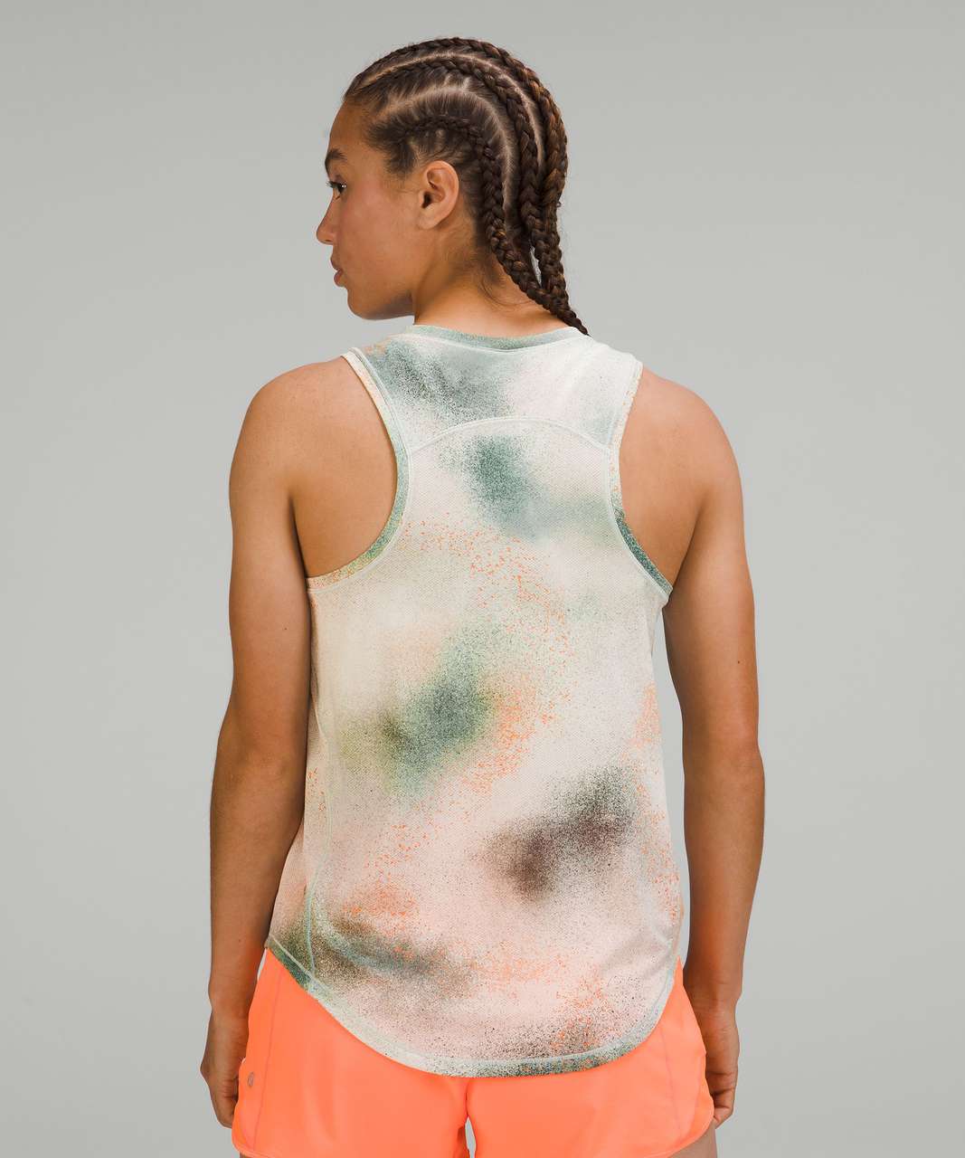 Lululemon High Neck Running and Training Tank Top - Spray Camo Silver Blue Multi