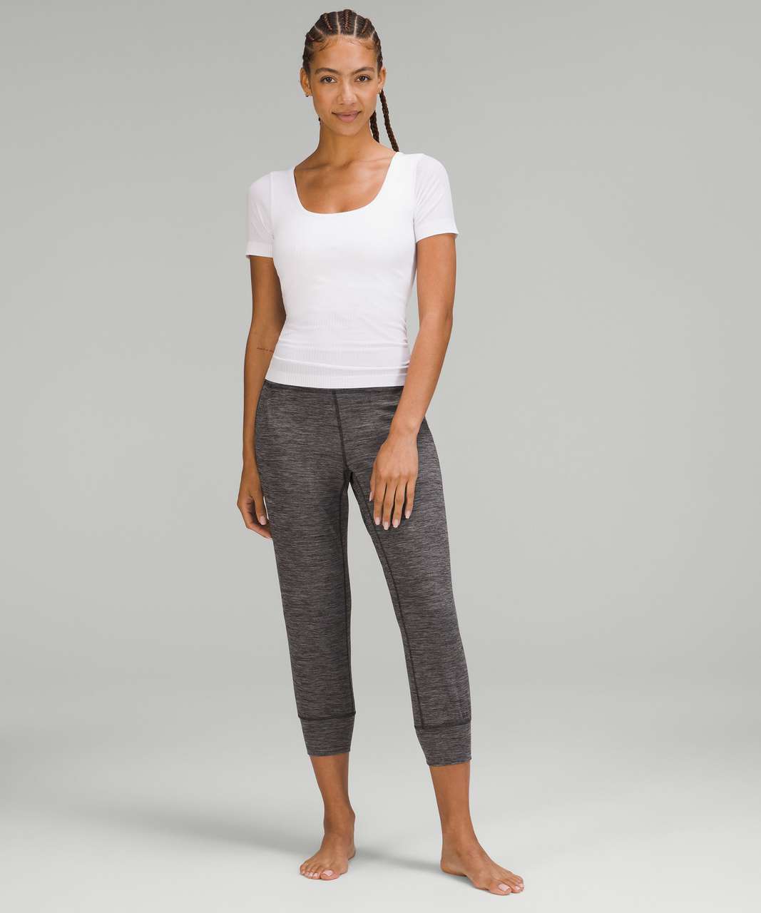 Lululemon Align Cropped Jogger - Heathered Black - lulu fanatics