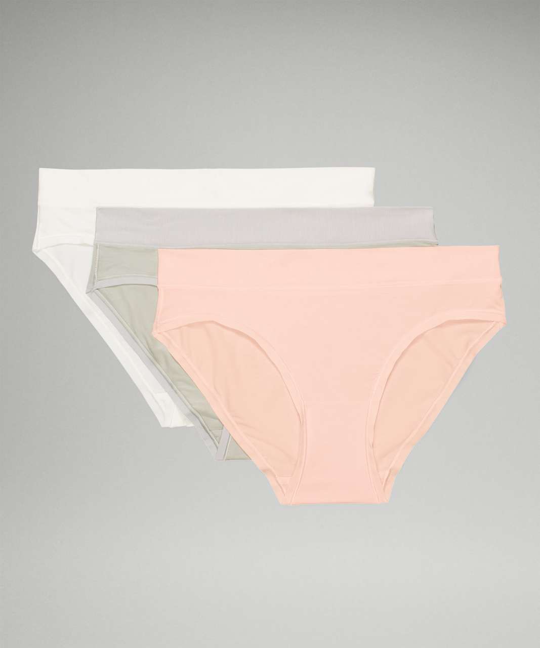 Lululemon UnderEase Mid-Rise Bikini Underwear 3 Pack - Lemon Sorbet / Green Fern / Seal Grey / Malibu Peach