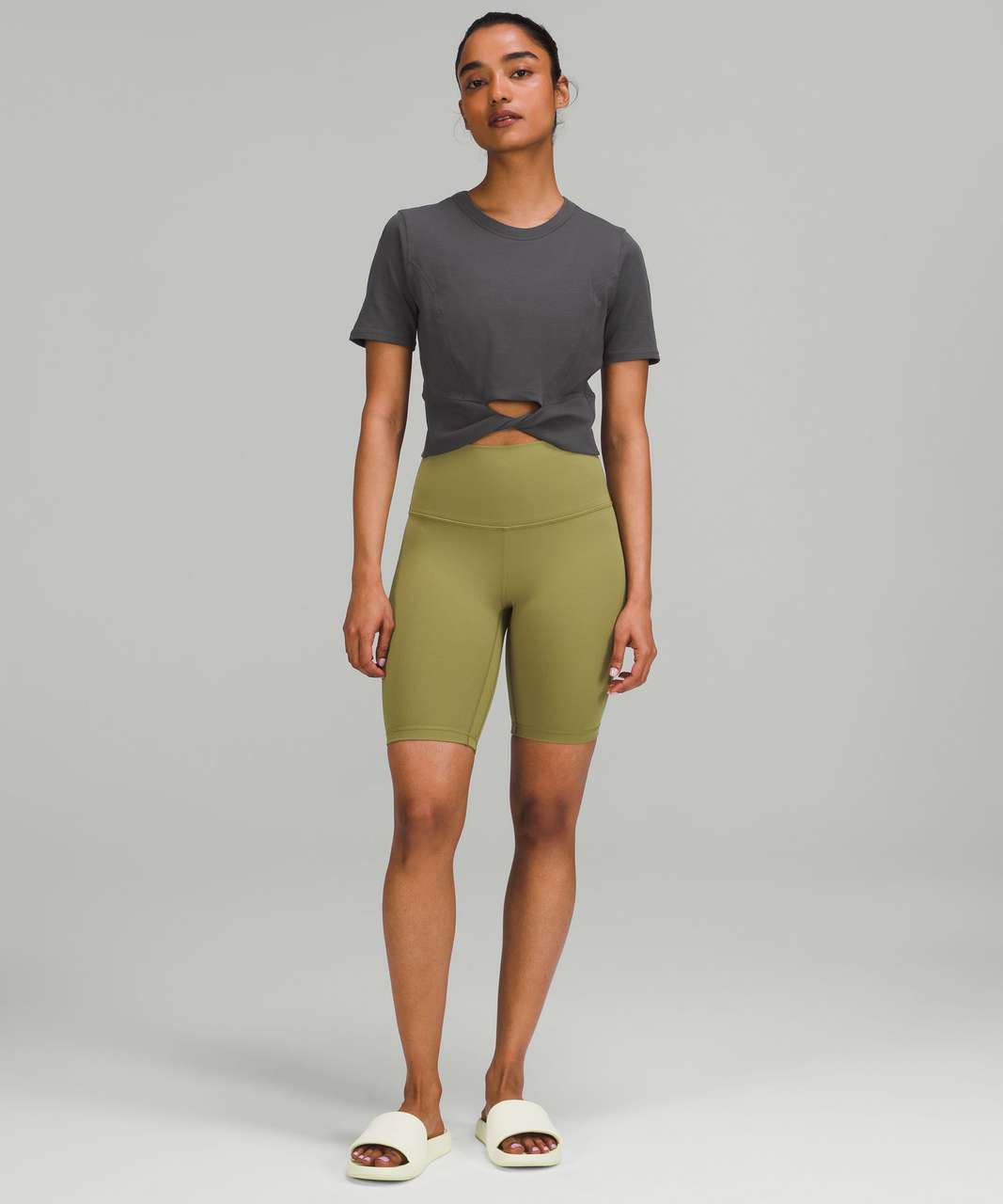 Lululemon Cropped Cotton Ribbed-Band T-Shirt - Lemon Sorbet - lulu fanatics