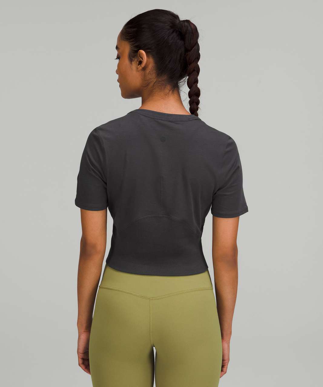 Lululemon Cropped Cotton Ribbed-Band T-Shirt - Graphite Grey