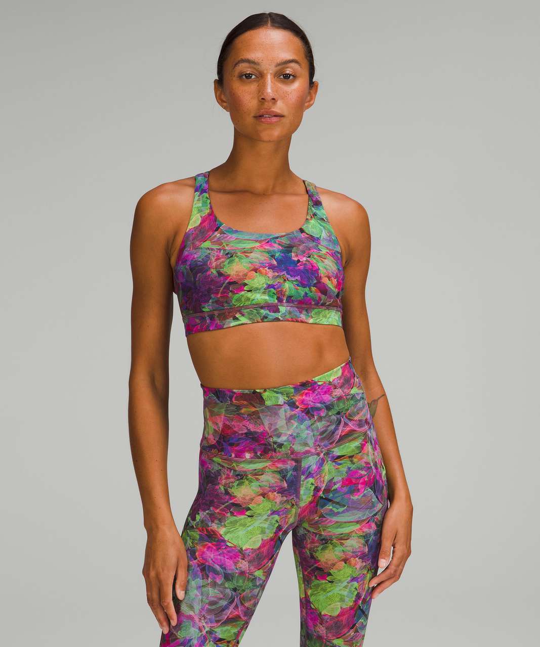 Lululemon Energy Bra *Medium Support, B–D Cups - Vivid Floral Tone