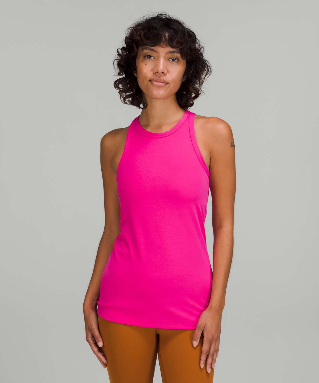 Shiny Bodycon Sonic Pink Align Tank With Zipper And Transparent