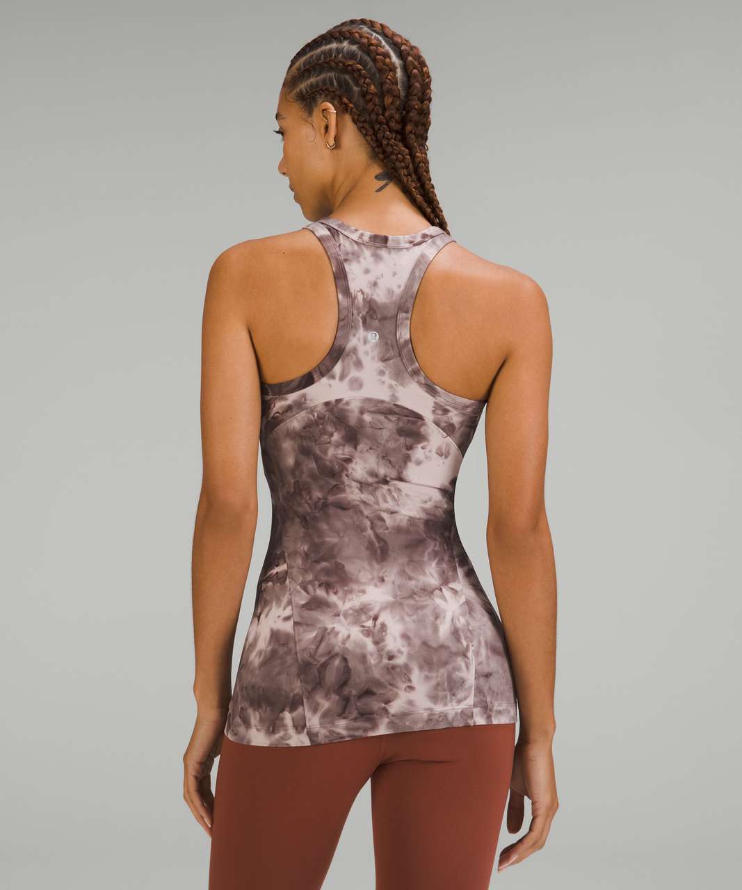 Align 25” Diamond Dye in Pitch Grey Graphite Grey (2) and Cool Racerback  shorter length in Dark Terracotta (2). : r/lululemon